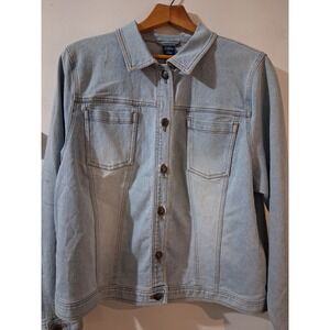 Vintage High Sierra Mens XL Light Wash Denim Trucker Button Front BluejeanJacket